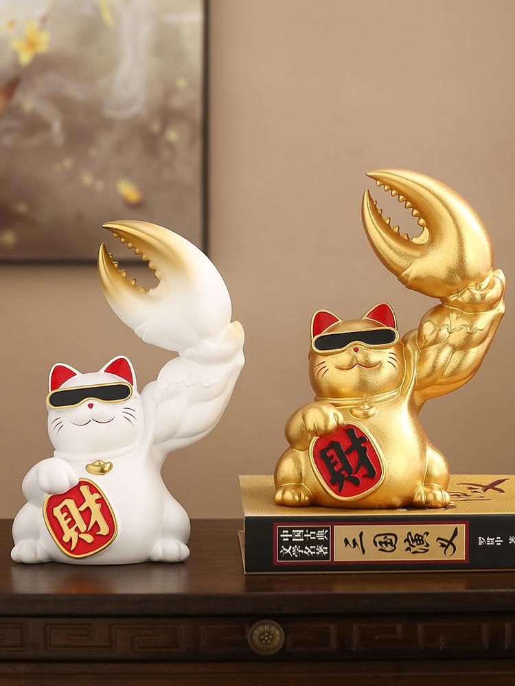 Resin cat animal sculpture Robbery Cat Kirin Arm Decorative Ornament Lucky Cat Sculpture piggy bank storage jar home decoration