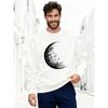 Men'S Light Crescent Moon Pattern Casual Crew Neck Sweatshirt.