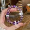 Natural Uruguayan Amethyst Bracelet with Design Elements, White Crystal Bead Bracelet for Women, High-End Authentic Jewelry Gift