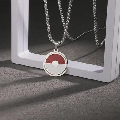 Jiang Yunsheng Cartoon Elf Ball Necklace: Unisex Anime Pendant, Trendy Titanium Steel Chain