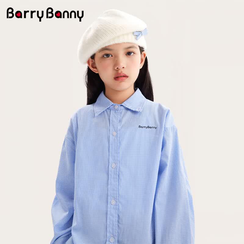 BARRY BANNY Girls' Loose Drop-Shoulder Long-Sleeve Shirt