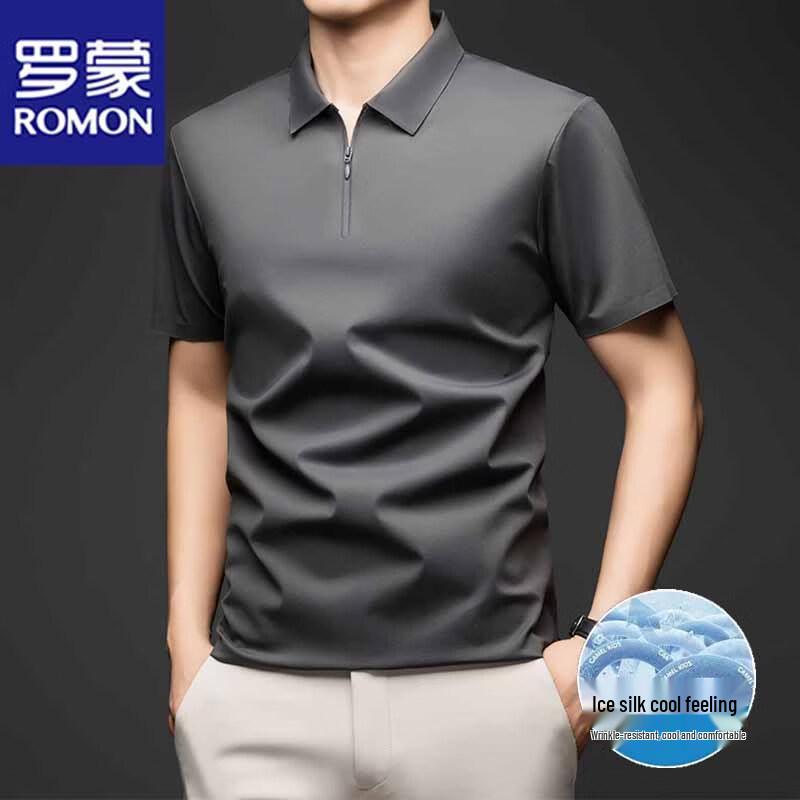 Men s ROMON Short Sleeve Stand-Up Collar T-Shirt 4XL