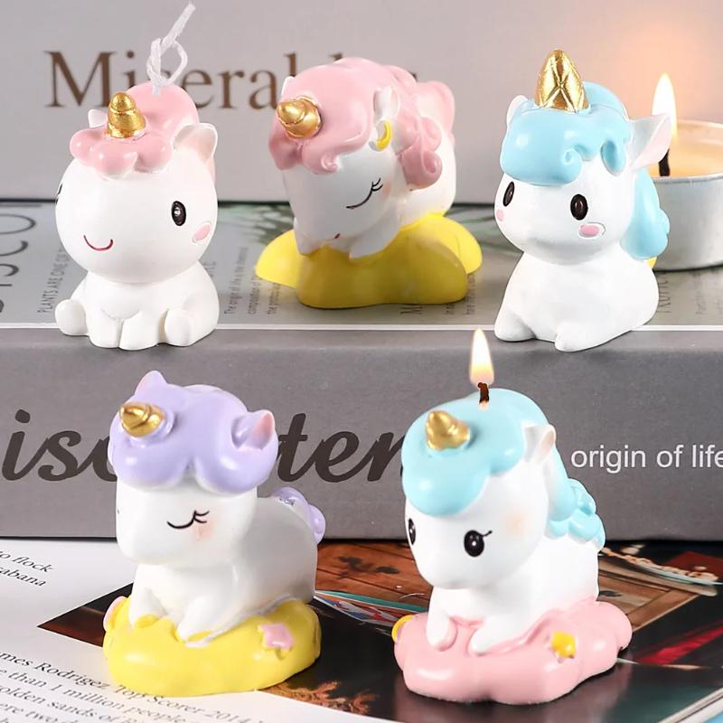 3D Cute Unicorn Candle Silicone Mould Animal Series Handmade Chocolate Cake Baking Pastry Tool for Home Crafts