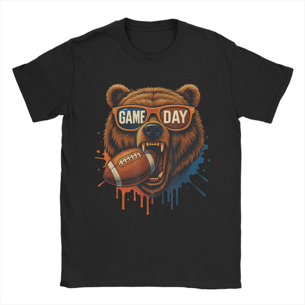 Game Day Bear Men T Shirt Vintage Tee Shirt Short Sleeve Round Neck TShirt 100 Cotton Gift Idea Tops