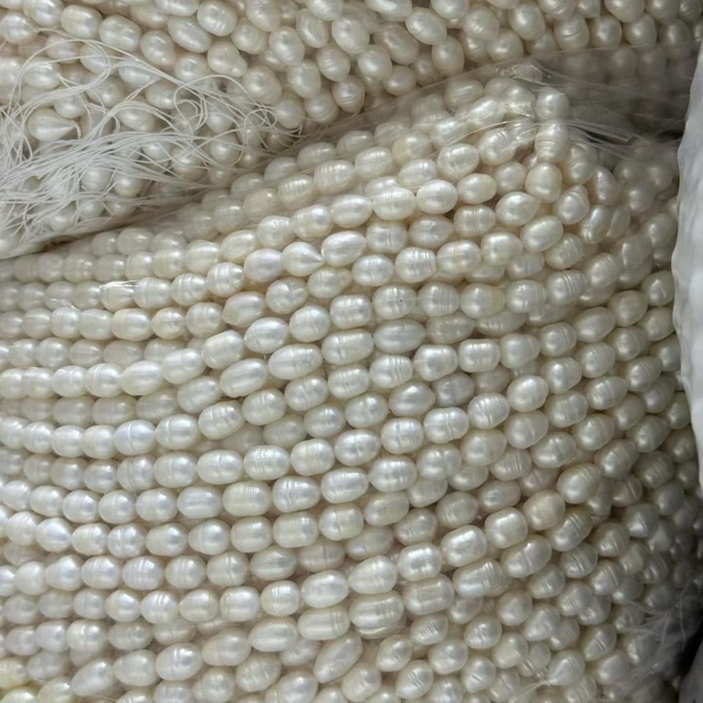 1String, White Natural Freshwater Pearls, Handmade Rice Pearl Beads for Jewelry Making DIY Crafts (Beads 7.5-8.5mm, Length 36cm)