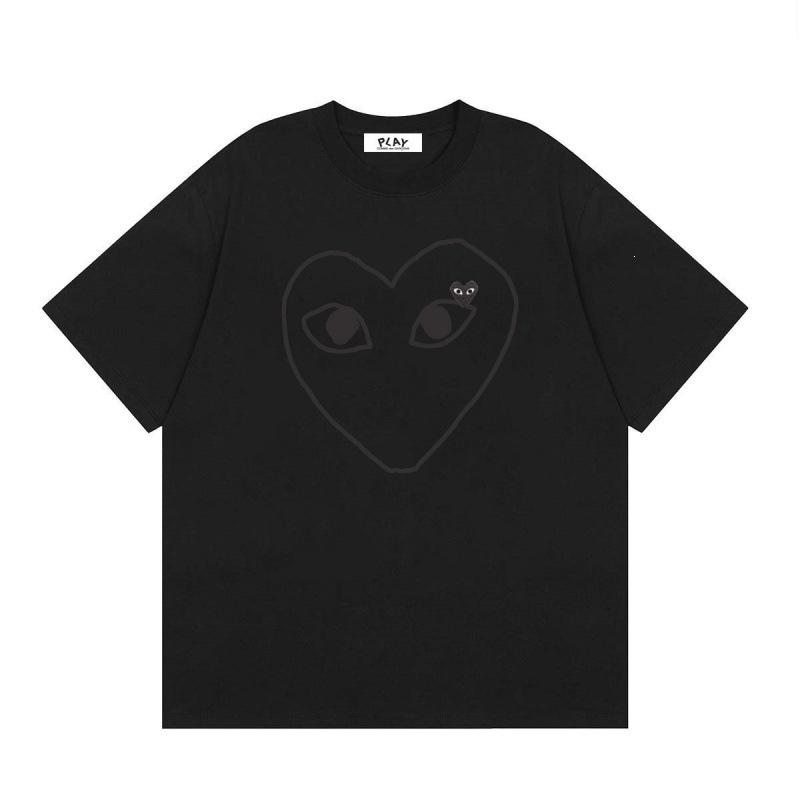 Japanese trendy brand heart-print short-sleeve T-shirt, unisex loose couple's summer casual daily versatile top