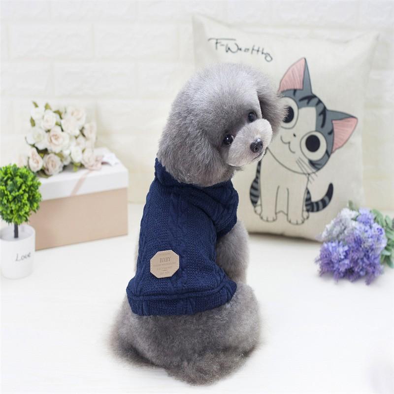 Warm Cotton Dog Sweater Small Breeds Winter Pet Clothing Two-Leg Design In Blue Wine Red Gray Army Green