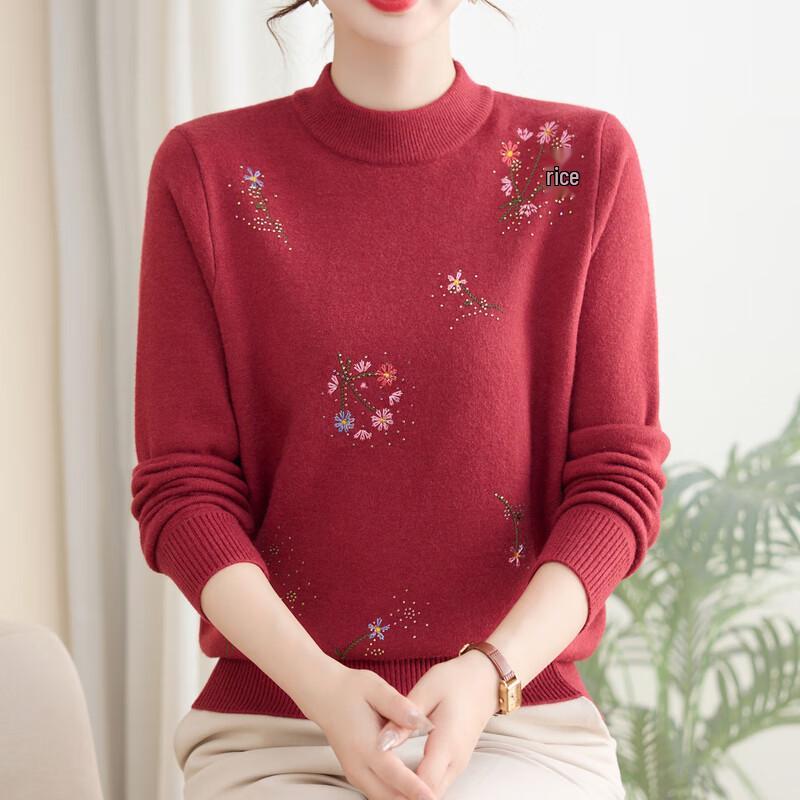 Hodo Women's Mid-Aged Warm Fleece Lined Knit Sweater