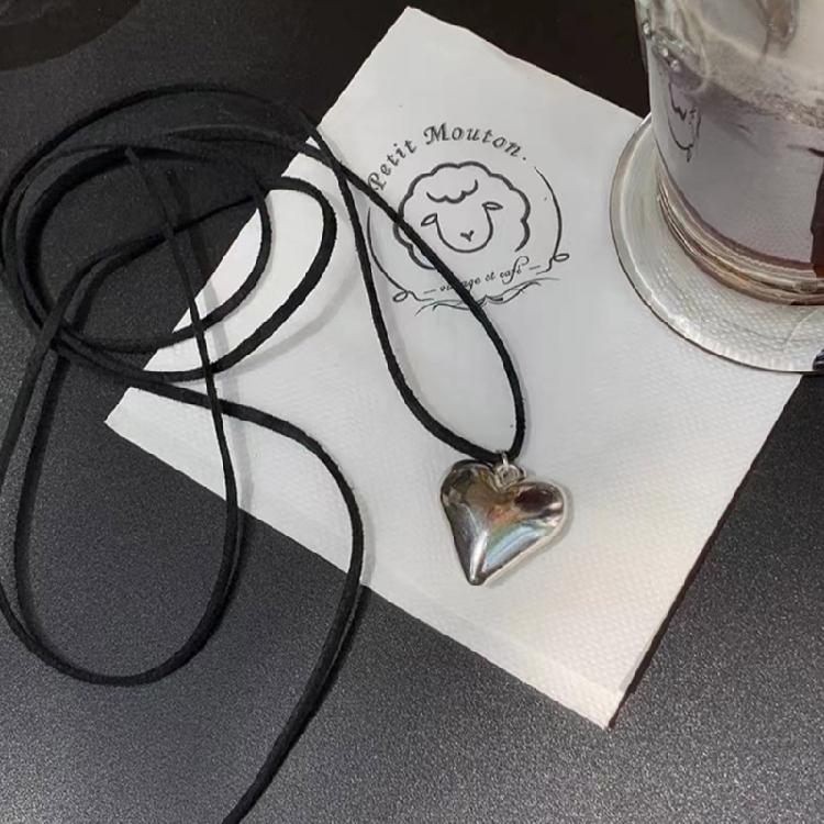 Heart Pendant Choker Necklace Neck Chain Adjustable Length Neckchain Fashionable Neckwear Jewelry Y2K Accessory Gift