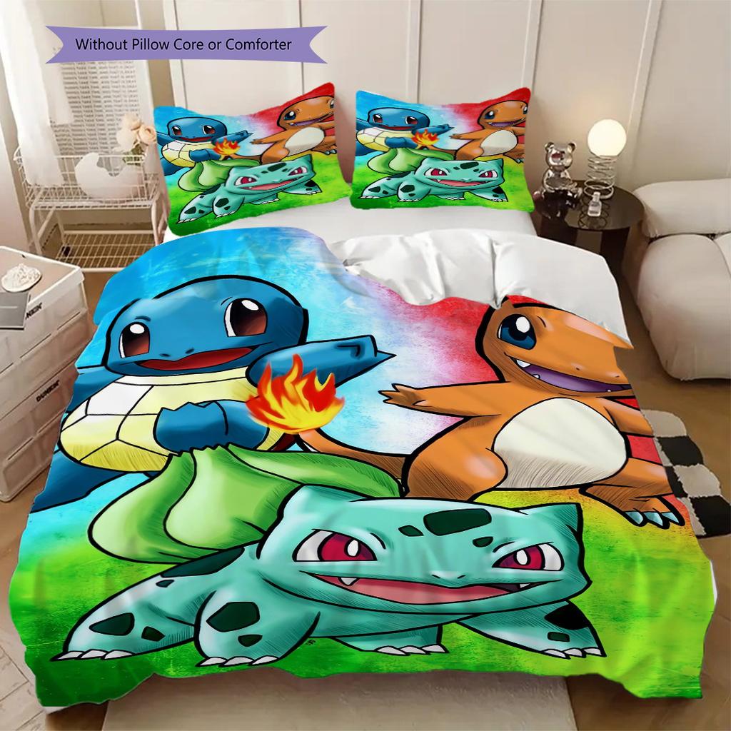 Pocket Monster Anime Print Soft Comfortable Duvet Cover, Children's Bedding Set Gift, Various Sizes Available LXR122