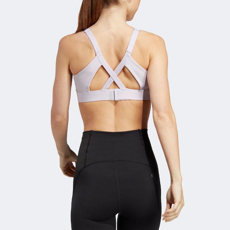 Adidas Solid Color Back Hollow Cross Shoulder Strap Sports Bra Women Underwear Light-Gray Purple HR9730