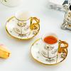 Nordyckie Złote Ceramiczne Filiżanki do Kawy z Spodkiem Vintage Kubek Biurowy Złocone Filiżanki do Popołudniowej Herbaty Zestaw Gospodarstwa Domowego Naczynia do Napojów