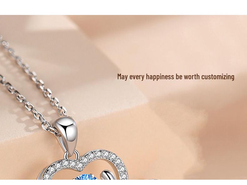 Deer with You Sterling Silver Necklace - Bouncing Heart Pendant, Ideal Gift for Women, Girlfriend's Birthday, or Christmas.