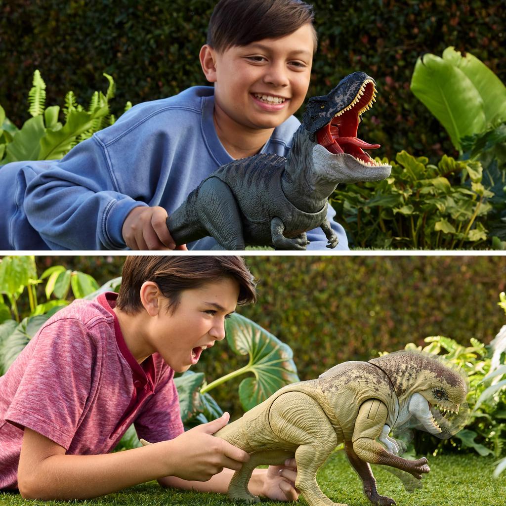 Mattel Jurassic World Glänzender Brüllender und Brüllender Dystortus Set von Dinosaurier Alter 4 und (JURASSISCHE WELT) T-Rex Rex, 2, Kinderfiguren, Spielzeug, Oben,