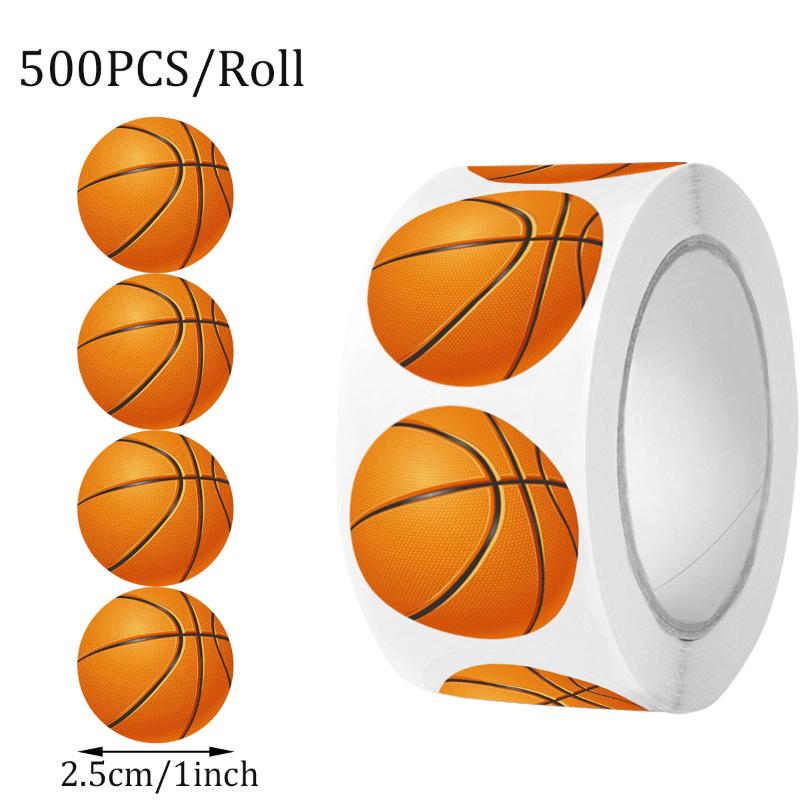 

500 шт./рулон Футболы Соккеры Баскетбол Спорт Наклейки 2,5 см/1,0 16 Дизайнов Декали Сделай сам Укрась Подарки Для Различной Упаковки 500PCS