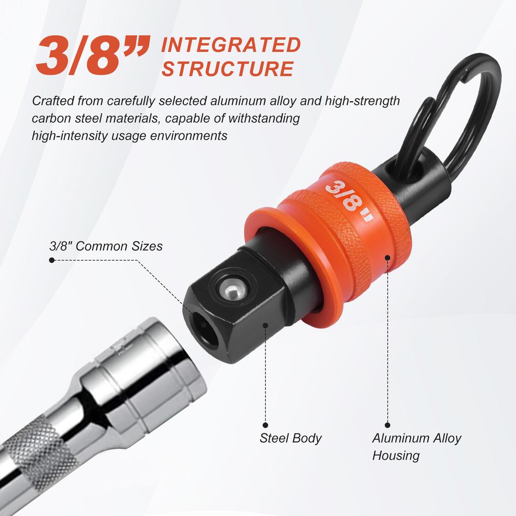 10 Pcs Socket Adapter Holder Keychain Portable 3/8 1/2 Square Screwdriver Head Quick Socket Holder Sleeve Conversion Rod Set