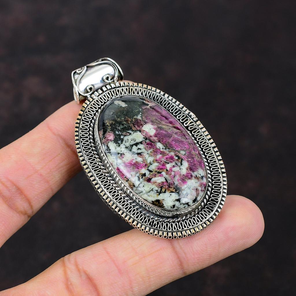 Eudialyte Pendant Genuine Gemstone Pendant Antique Jewelry 925 Sterling Silver Pendant Amazing Vintage Pendant Gift For Her Handmade Pendant
