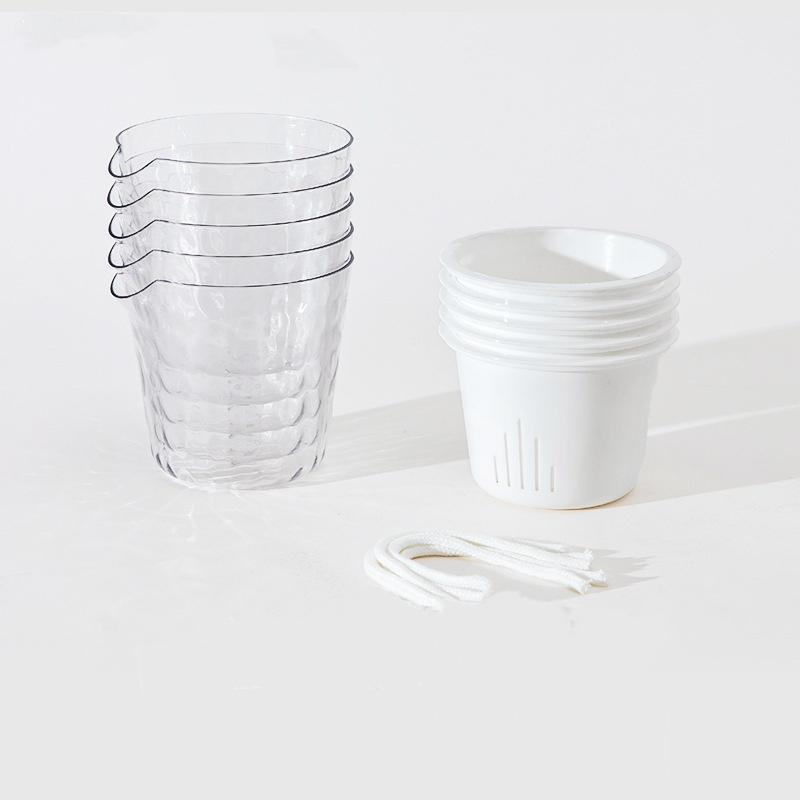 5pcs Glacier Pattern Hydroponic Flower Pot For Soilless Cultivation Transparent Self-Watering Seedling Pot Gardening Accessories