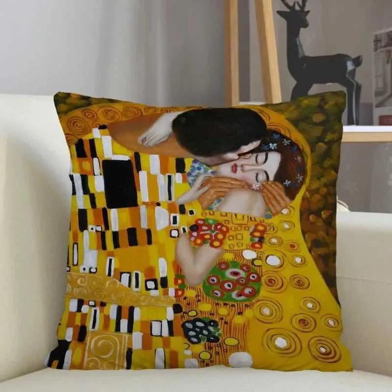 Klimt Pillow Cover Polyester Printed Art Cushion Case Sofa Home Decor Xcm Bedroom Living Room Throw Pillowcase Gift