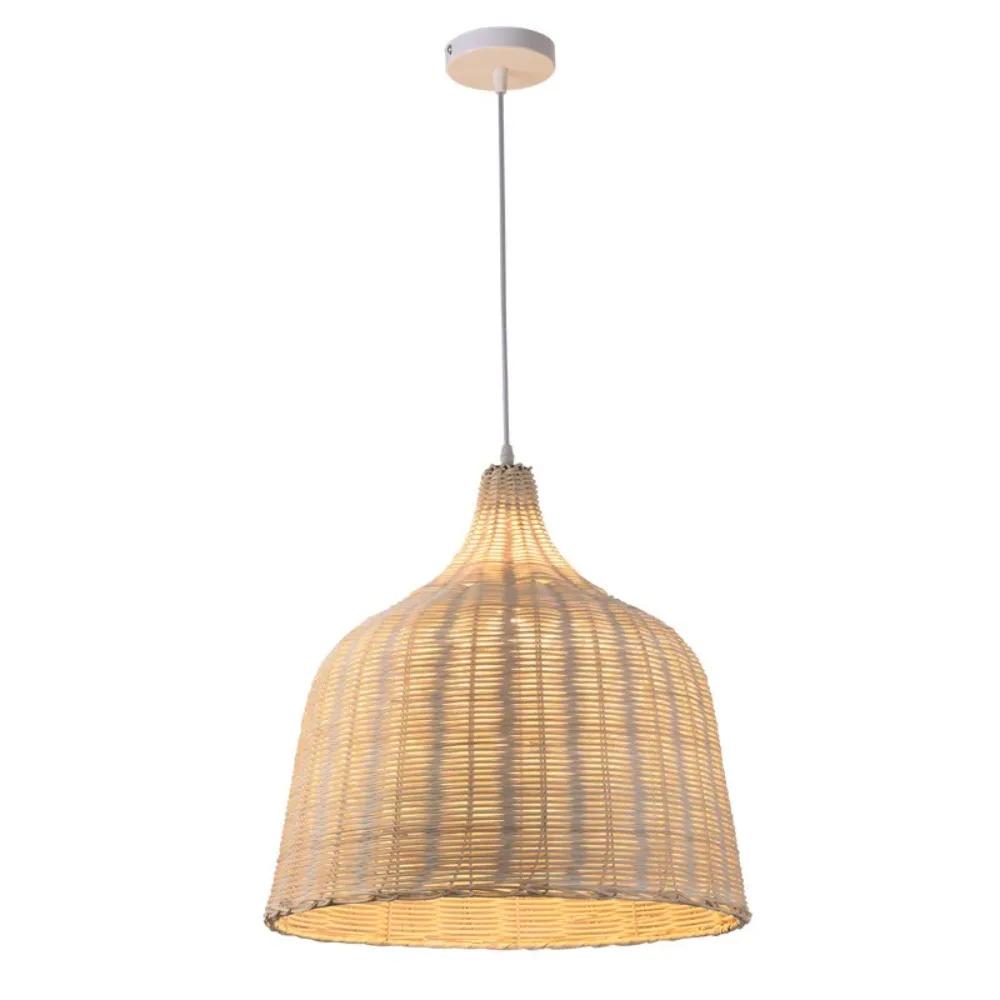 Home Hotel Restaurant Rattan Lampshade Handwoven Wicker Natural Bamboo Rattan Lighting Large Pendant Light Chandelier Lamp