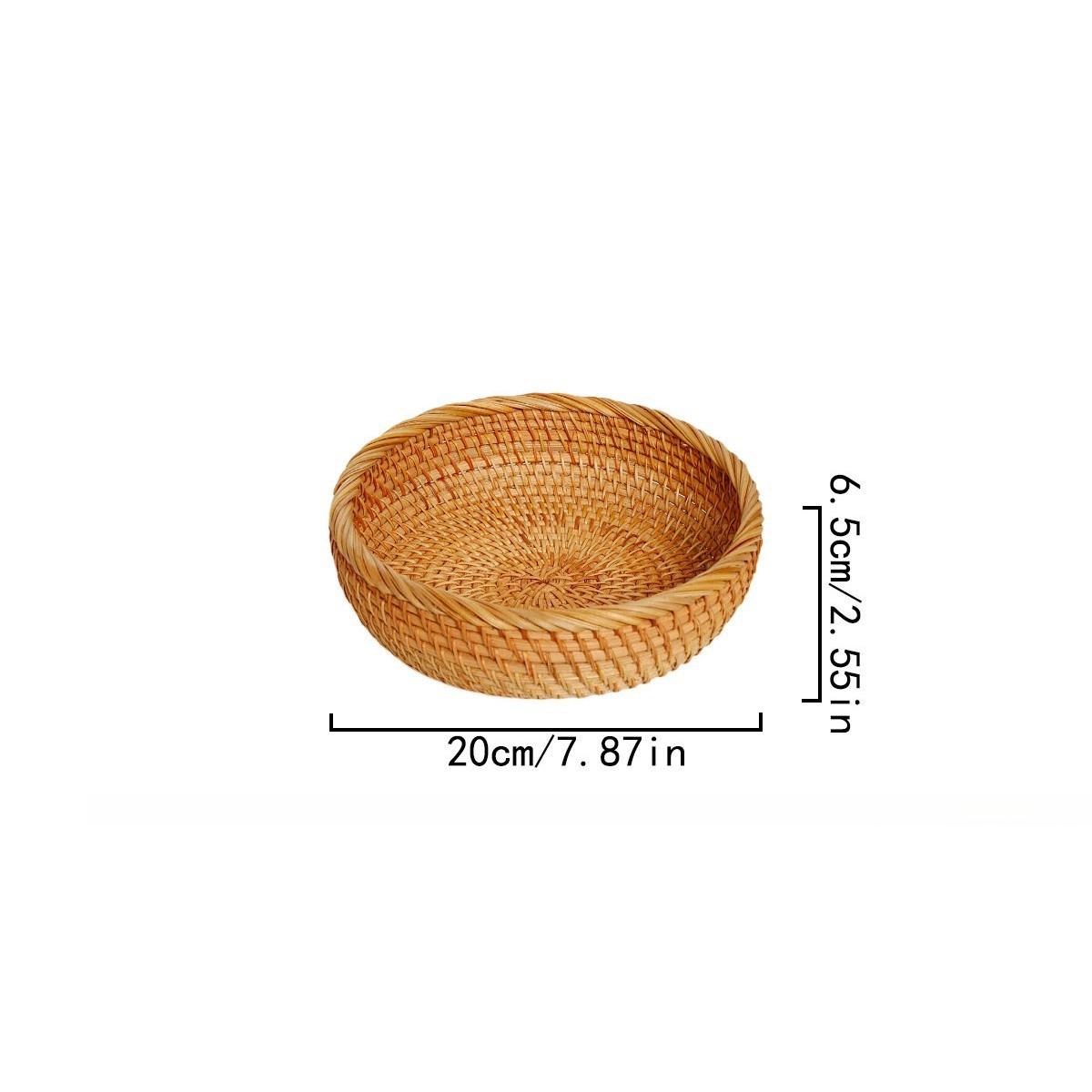 Natural Bamboo Fruit Basket Round Storage Tray Household Desktop Organizer For Living Room Kitchen Fruit Snacks Storage Basket