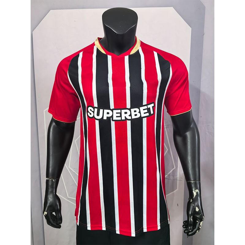 Mens Soccer Jersey Short Sleeve Away Kit So Paulo FC Fan Wear Winter Sportswear