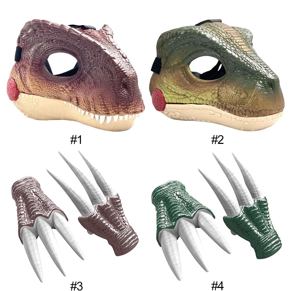 Dinosaur Head Face Mask with Dinosaur Scream Movable Mouth Dino Mask Lifelike Dinosaur Mask Headwear for Kids Children