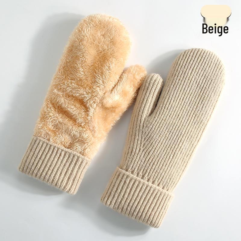 Sıcak Kış Çift Katmanlı Polar Astarlı Örgü Binicilik Eldivenleri