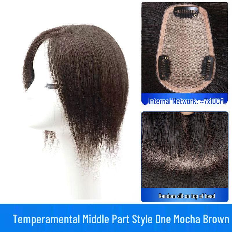 Seamless Women's Frontal Wig - Enhance Volume, Cover White Hair, Natural Hairline, Hand-Tied Real Hair.