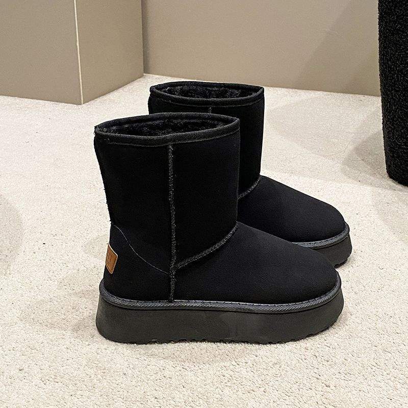 

2025 new winter velvet thickened Northeast snow cotton shoes non-slip medium tube waterproof casual short boots thick sole 40 чорний