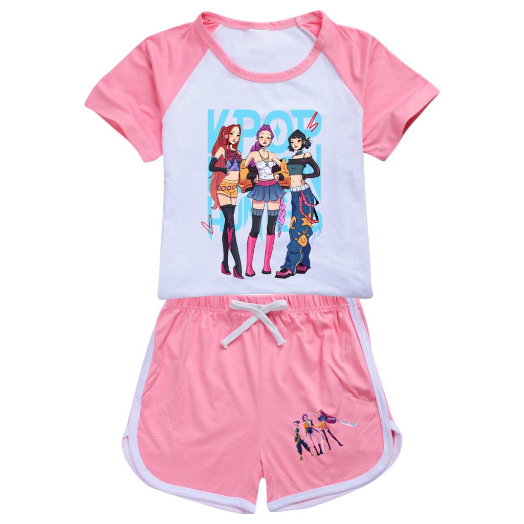 Enfants Filles Anime Dessin Animé Chanteuse POP Super Star Zoey Rumi Mira Imprimé Manches Courtes T-Shirt Short Pantalon Ensemble Vêtements Décontractés