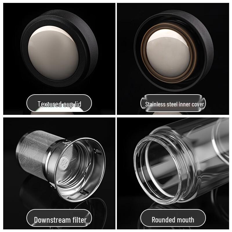 OLOEY Double-Walled Borosilicate Glass Tea Infuser Mug