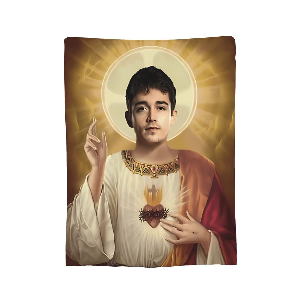 Charles Leclerc Coperta Lavorata a Maglia Coperta Plaid in Flanella Viaggio in Aereo Portatile Ultra-Morbida Calda Copriletto,