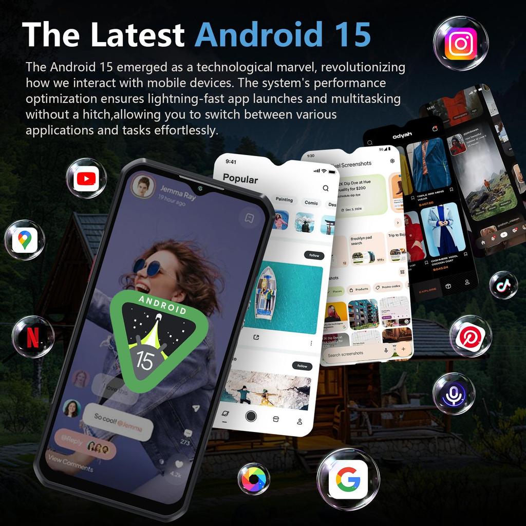 OUKITEL WP35 Rugged Smartphone 5G Android 15, 11000mAh/33W, 24GB+256GB/2TB, 2.4K 6.6" FHD+ Display, 108MP+8MP Night Vision, 5G Dual SIM/NFC/GPS/OTG