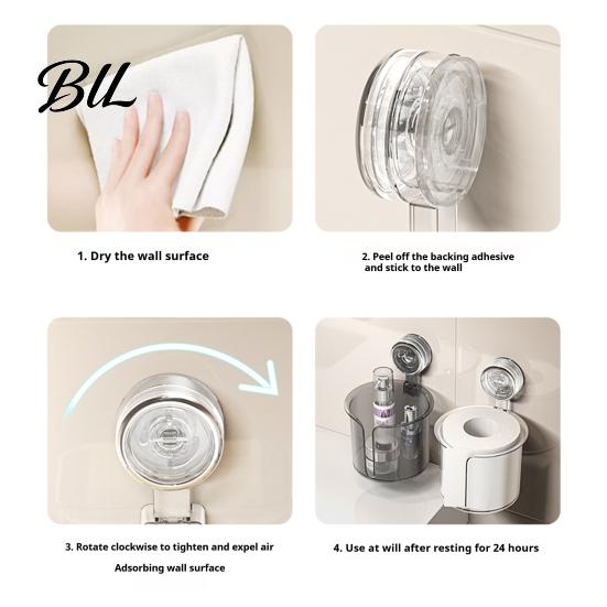 No Drill Tissue Box Wall-Mounted Roll Paper Holder with Vacuum Suction Sealed Container Cup Easy Installation Organizer for Bathroom Storage