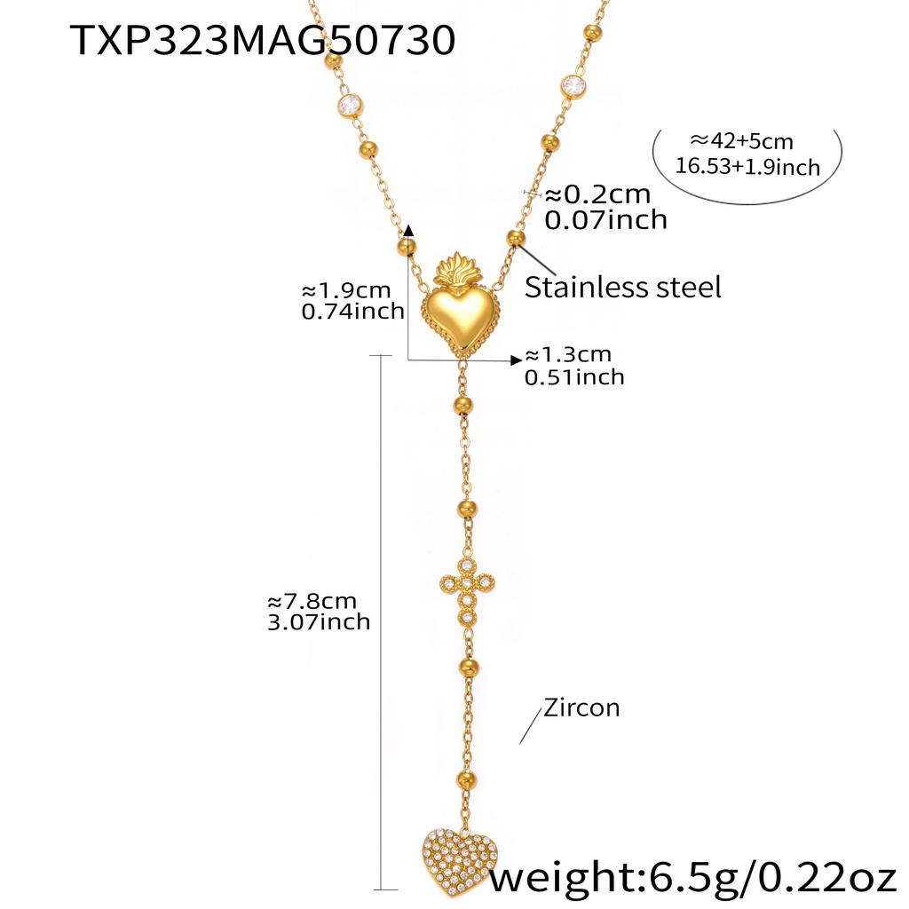 Cross And Heart Charms Necklace Bracelet In Stainless Steel 18k Gold Plated Chain Necklaces Bracelets Jewelry Set For Women