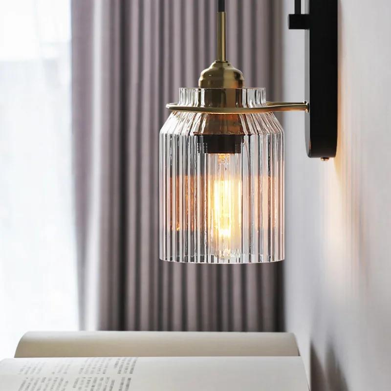 American Style Vintage LED Bathroom Mirror Light Waterproof Glass Lampshade Bedroom Stair Bedside Retro Wall Lamp Sconce