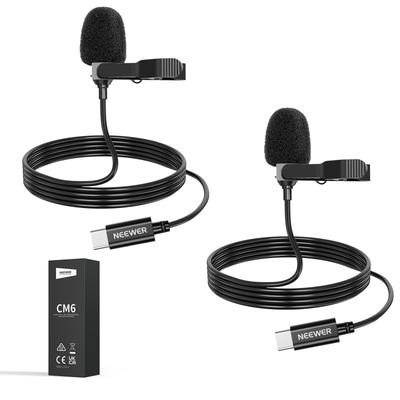 NEEWER Lavalier Lapel USB C Omnidirectional Plug 2m Condenser Mini Microphone Compatible with iPhone 15 Pro Android and PCs for and ASMR Microphone,