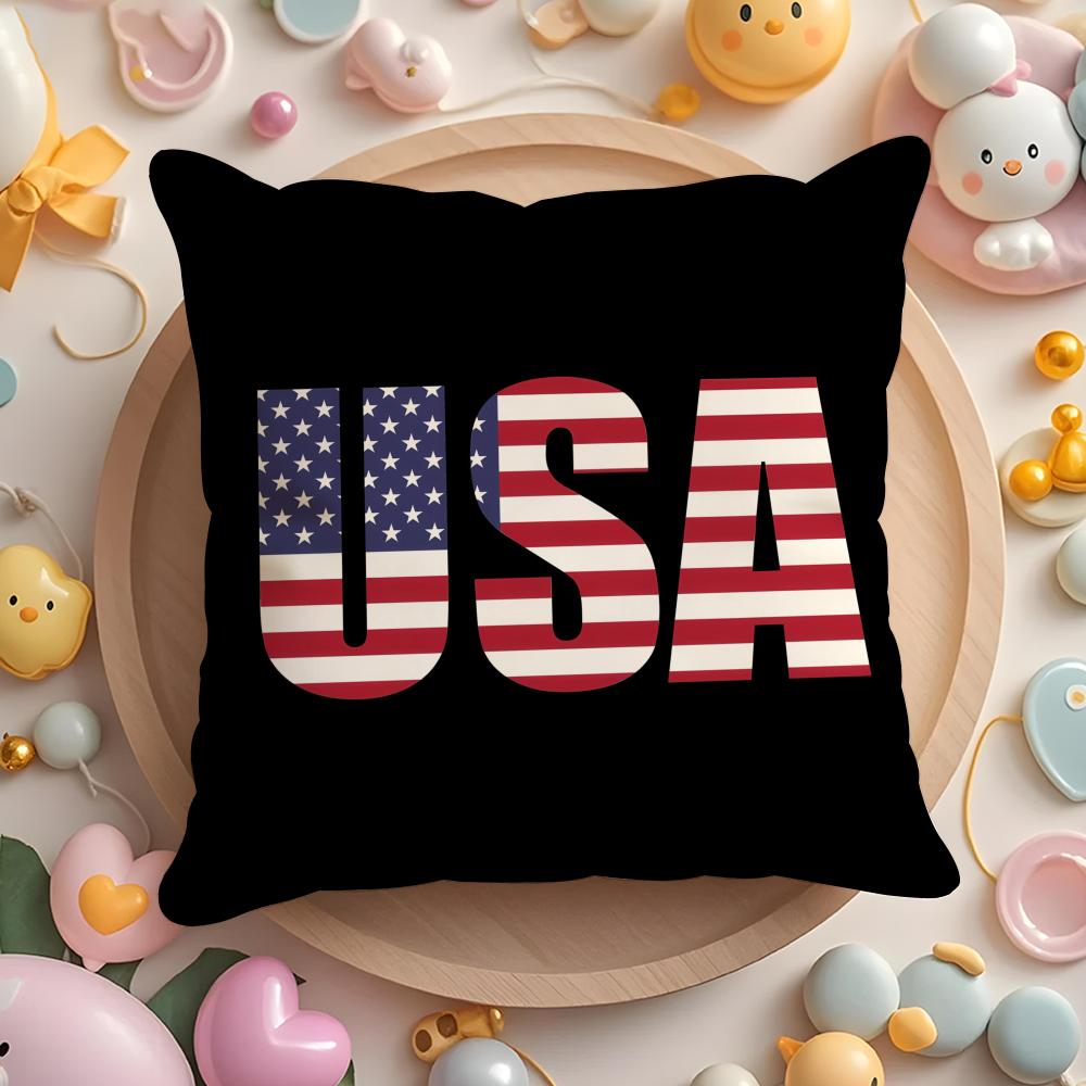 Anniversary Of The Usa 250Th Cushion Cover Plush Fabric Soft Double-Sided Printed Sofa Warm Winter Home Gift Pillow Case