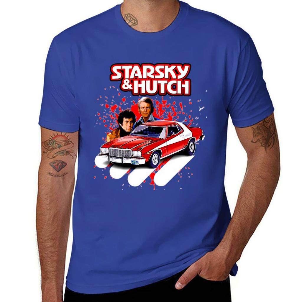 Koszulka z serialu telewizyjnego Starsky i Hutch, koszulka z krótkim rękawem, anime, ubrania męskie