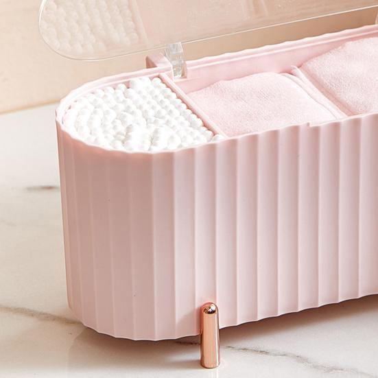Organizér na make-up se 3 mřížkami Multifunkční PP úložný box na vatové tampóny pro stolní počítače