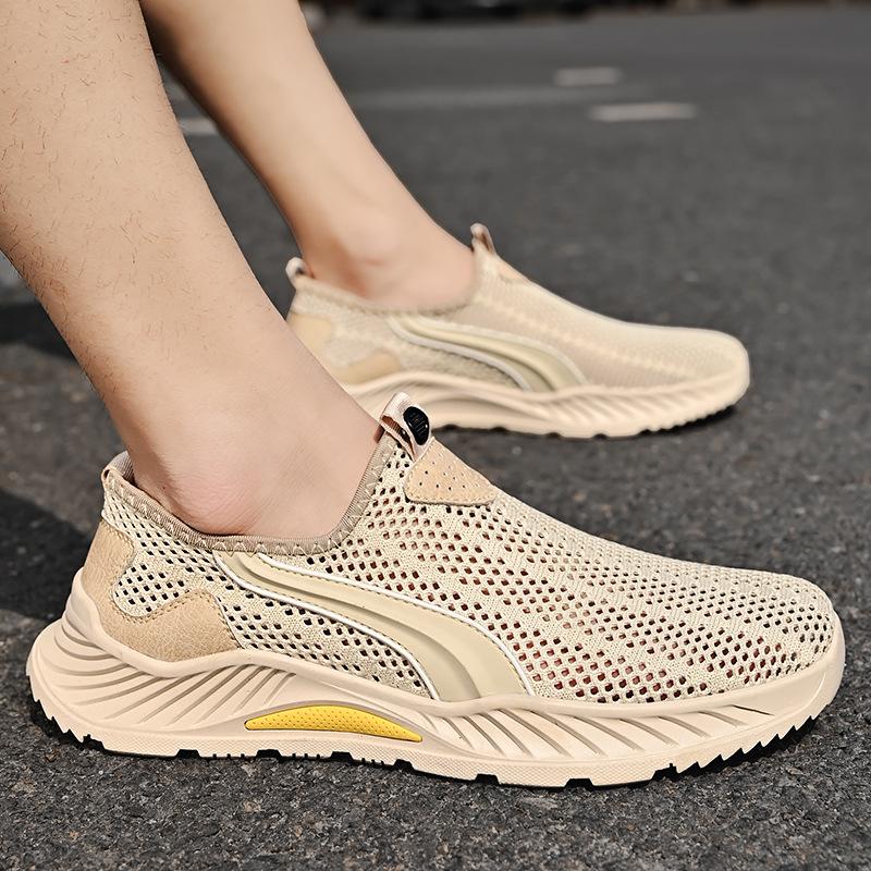 

One pedal summer new breathable mesh comfortable and lightweight men s shoes outdoor travel hollow thin casual lazy shoes 38