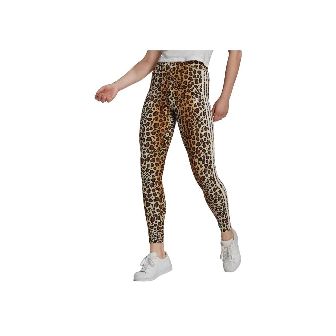 

Adidas Multco/Mesa Логотип бренда Леопардовый принт Облегающий крой Эластичные спортивные длинные брюки Женские брюки Разноцветные Светло-коричневые HB4768 34