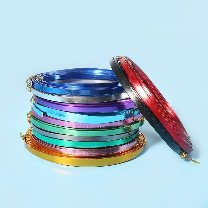 5Meters / Piece 3mmx1mm Colour Flat Aluminum Wire Soft Metal Floristry Wire For DIY Handmade Jewelry Crafts Modeling Accessories