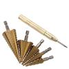 6-Piece Titanium-Plated Metric Pagoda Step Drill Bit Set with Hex Shank