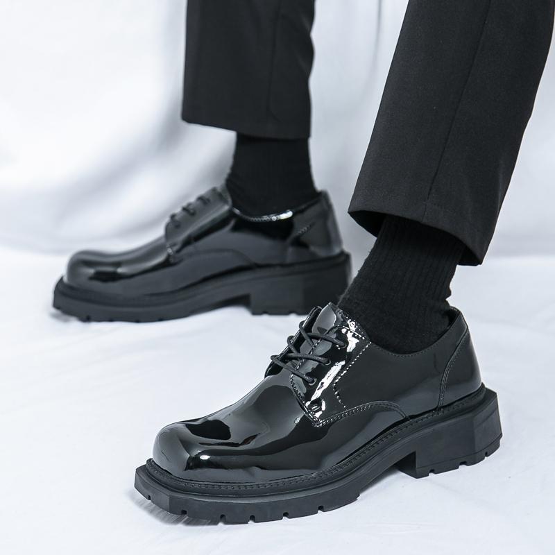 Fashion Men Casual Office Business Formal Oxford Thick Bottom Dress Shoes Men Gentleman Outdoor Patent Leather Wedding Shoes Zapatillas