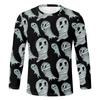 Spring and Autumn Round Neck 3D Halloween Printed Top Fashionable Casual Long Sleeved Men's T-shirts
