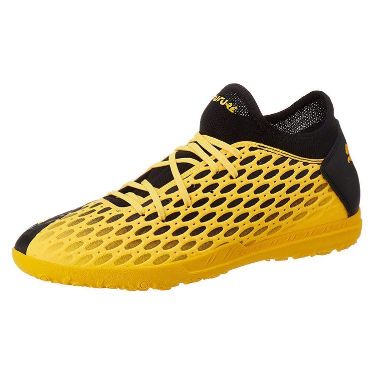 Puma Future 5.4 Round Toe Lace-Up TT (Rubber Studs) Soccer Shoes Men Soccer Shoes Black Yellow 105803-03