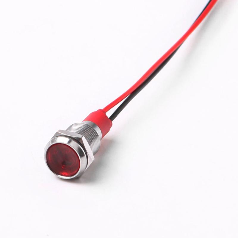 LED Metal Indicator Light 6/8/10/12mm With Wire Waterproof Highlight Signal Light Wire Switch 5V12V24V220V Red Yellow Green
