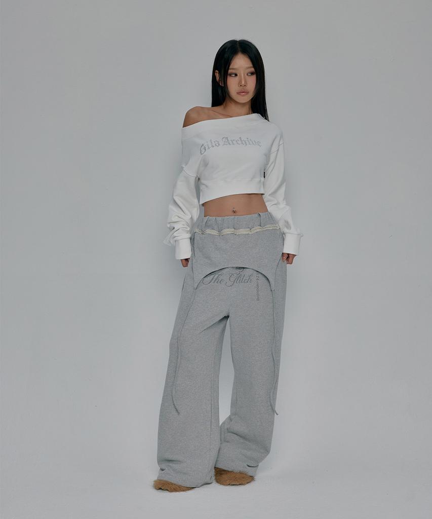 Gillaakaibeu Overlap Script Sweatpants_Grey